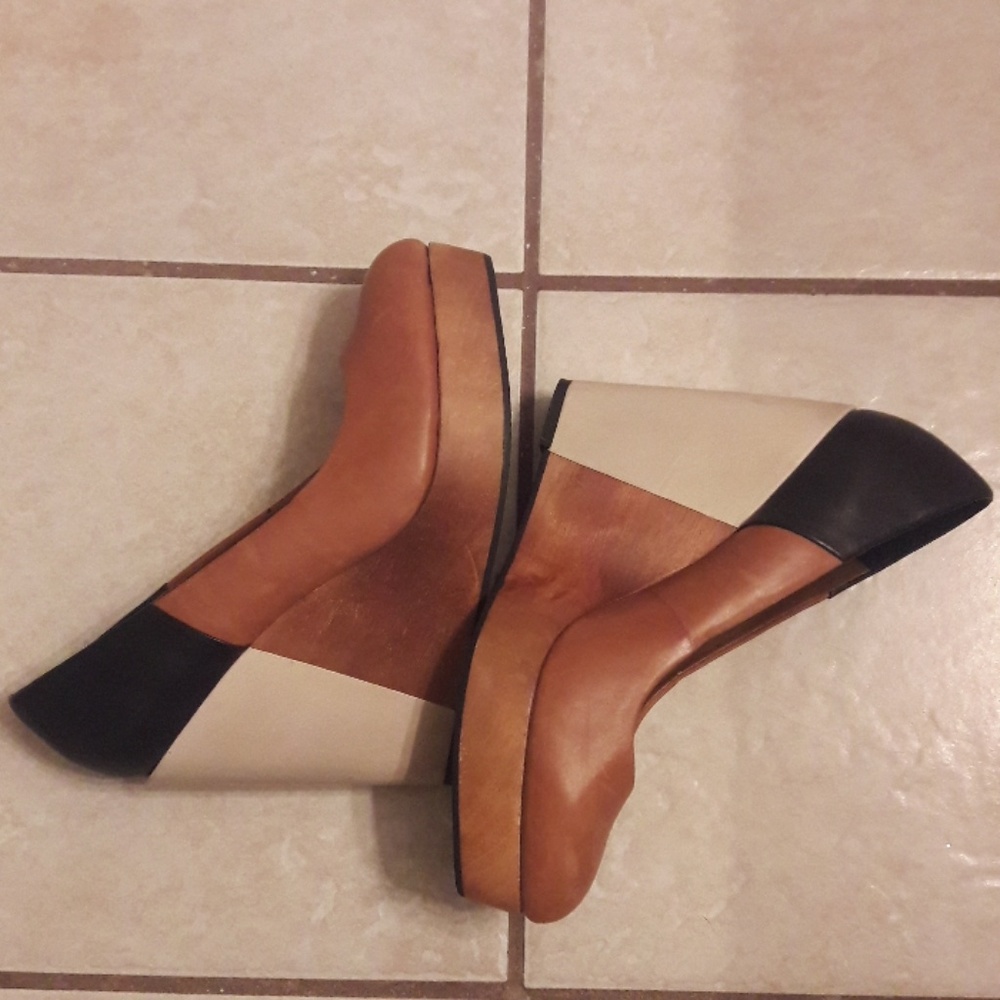 Aldo/ Color Block/ Wood/ Wedge Heels - Picture 7 of 8
